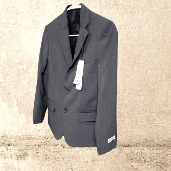 Calvin Klein Boys' Bi-Stretch Blazer Suit Jacket, 2-Button Single Breasted - Picture 2 of 7